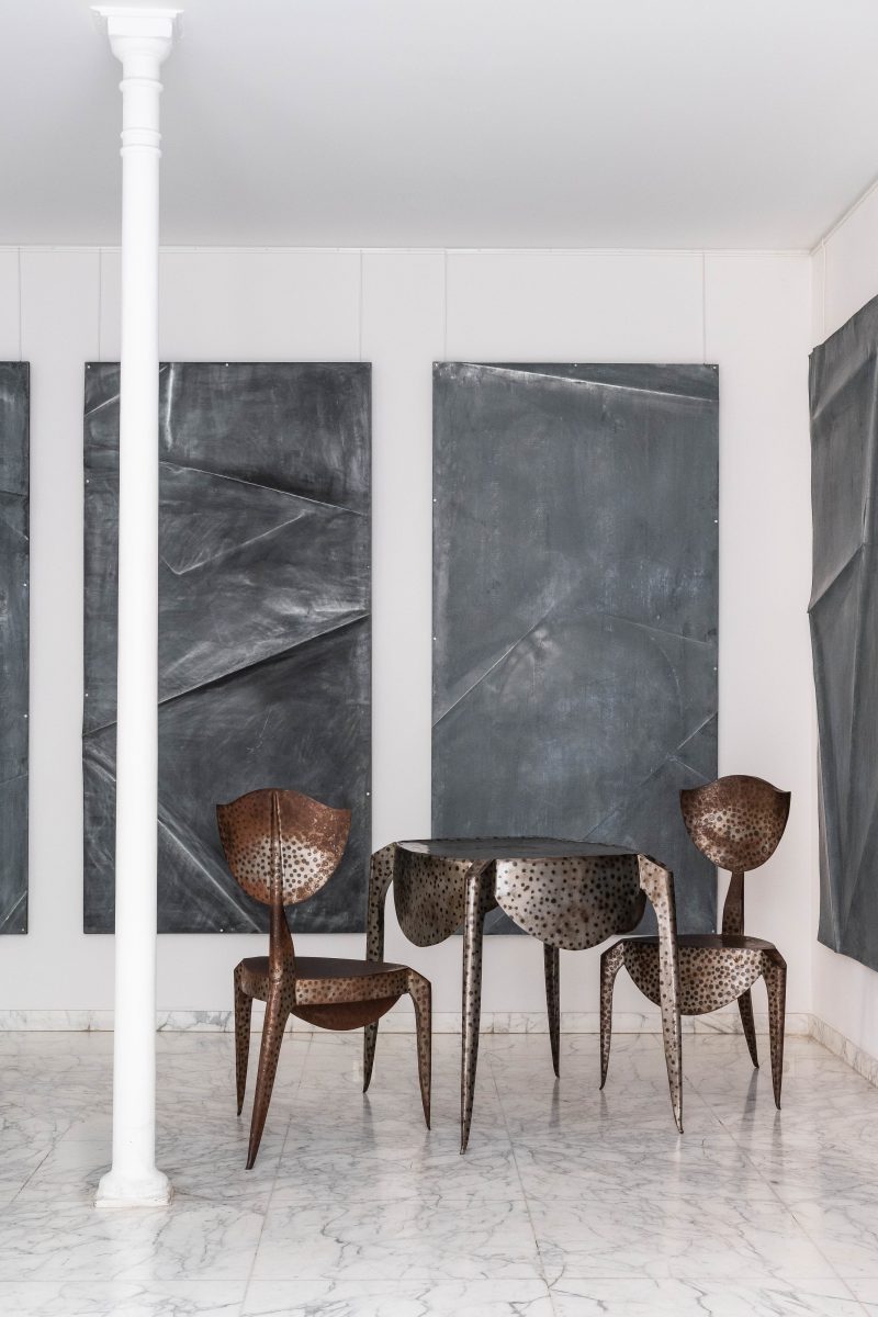 "Paris" pair of chairs with patina
