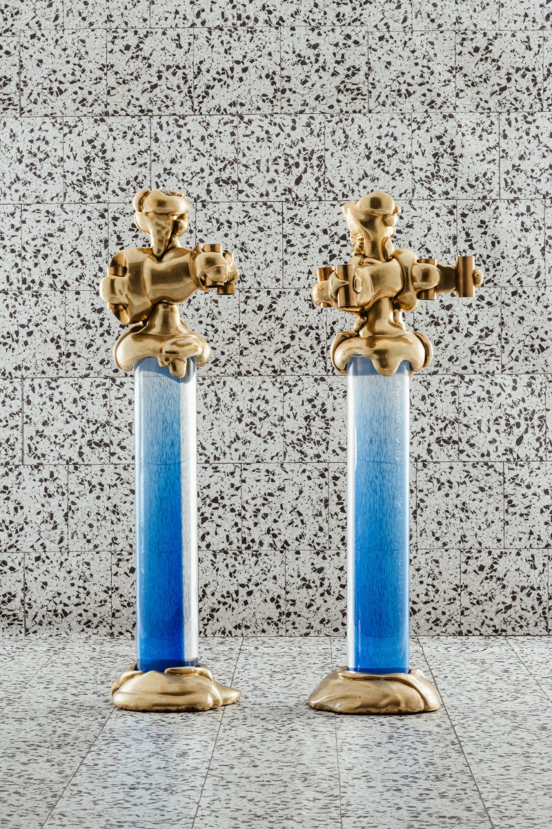 Pair of illuminated columns